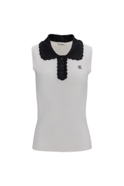 CROCHET COLLAR SLEEVELESS KNIT