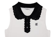 CROCHET COLLAR SLEEVELESS KNIT