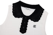 CROCHET COLLAR SLEEVELESS KNIT