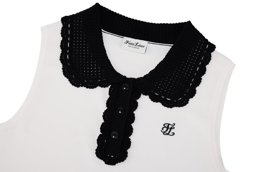 CROCHET COLLAR SLEEVELESS KNIT
