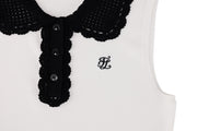 CROCHET COLLAR SLEEVELESS KNIT