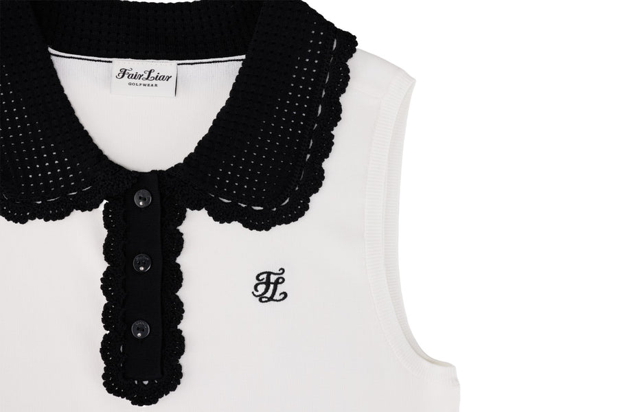 CROCHET COLLAR SLEEVELESS KNIT