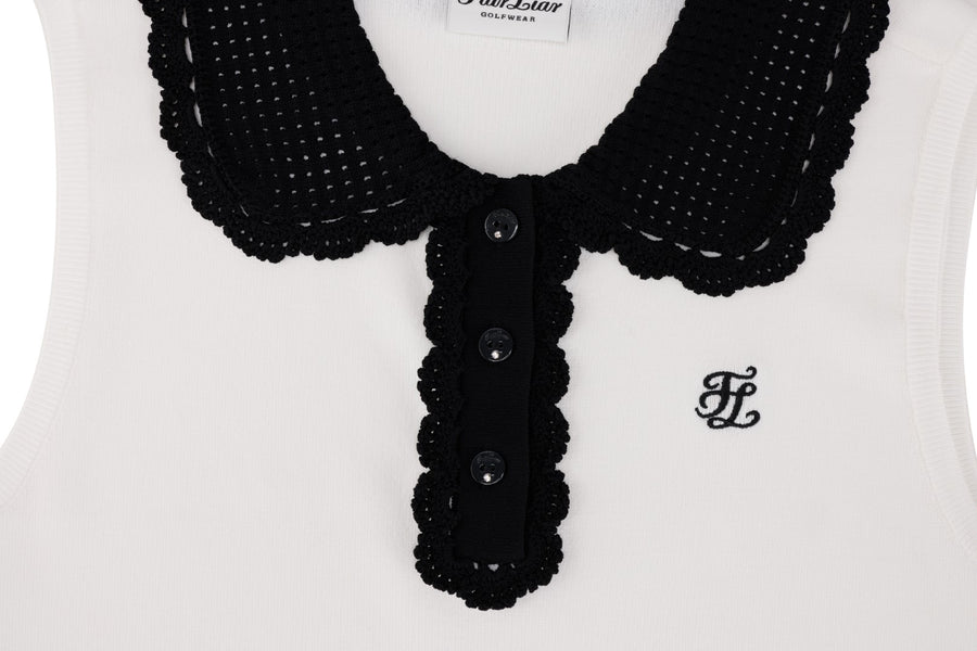 CROCHET COLLAR SLEEVELESS KNIT