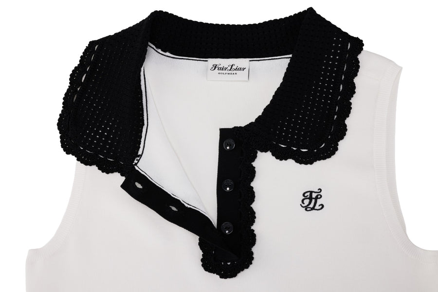 CROCHET COLLAR SLEEVELESS KNIT