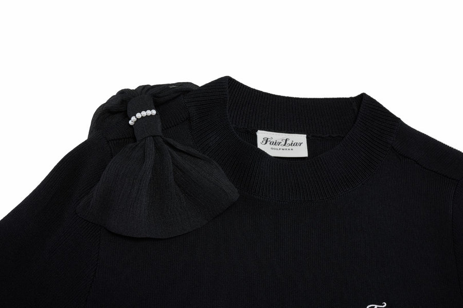 CHIFFON RIBBON CAP SLEEVE KNIT