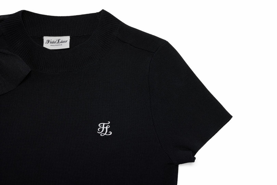 CHIFFON RIBBON CAP SLEEVE KNIT