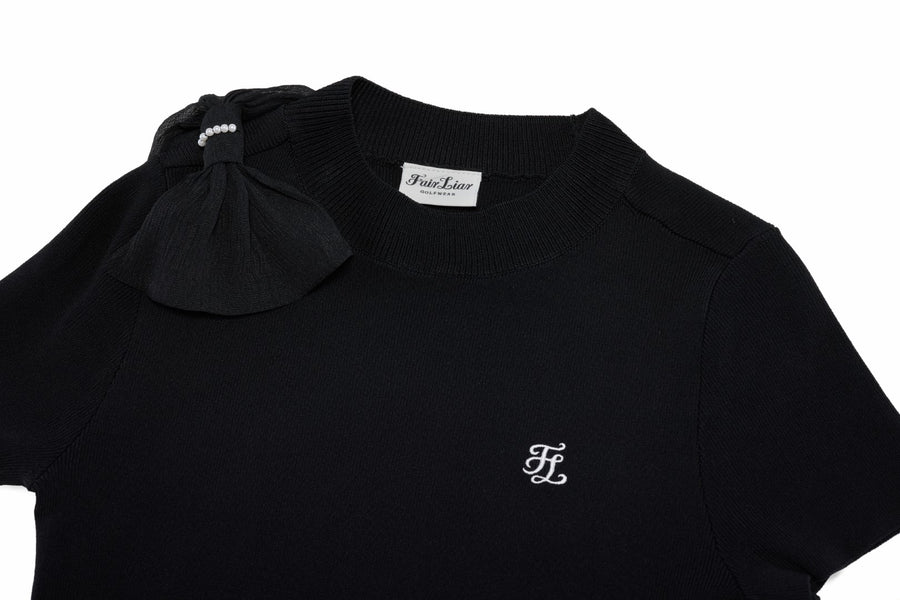 CHIFFON RIBBON CAP SLEEVE KNIT