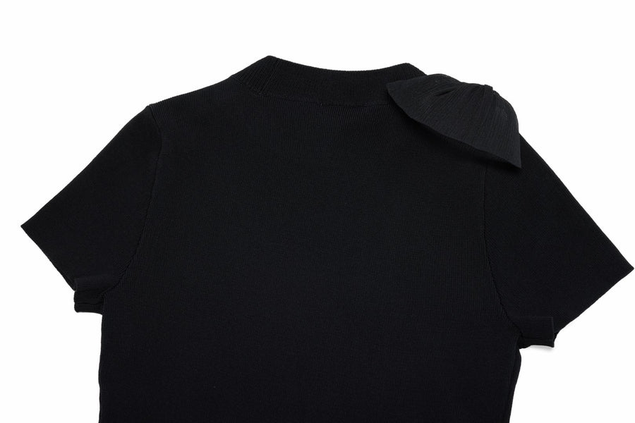 CHIFFON RIBBON CAP SLEEVE KNIT