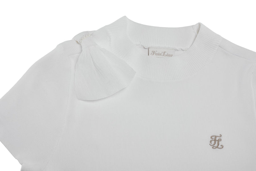 CHIFFON RIBBON CAP SLEEVE KNIT