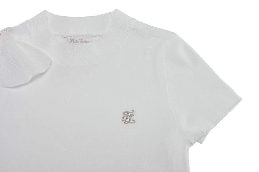 CHIFFON RIBBON CAP SLEEVE KNIT