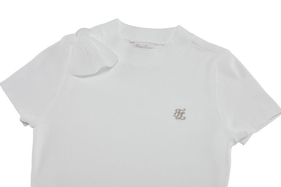 CHIFFON RIBBON CAP SLEEVE KNIT