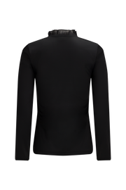 SHEER SHIRRING HIGH NECK T-SHIRT