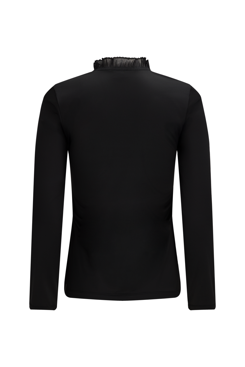 SHEER SHIRRING HIGH NECK T-SHIRT