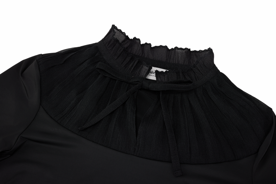 SHEER SHIRRING HIGH NECK T-SHIRT