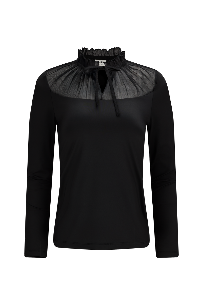 SHEER SHIRRING HIGH NECK T-SHIRT