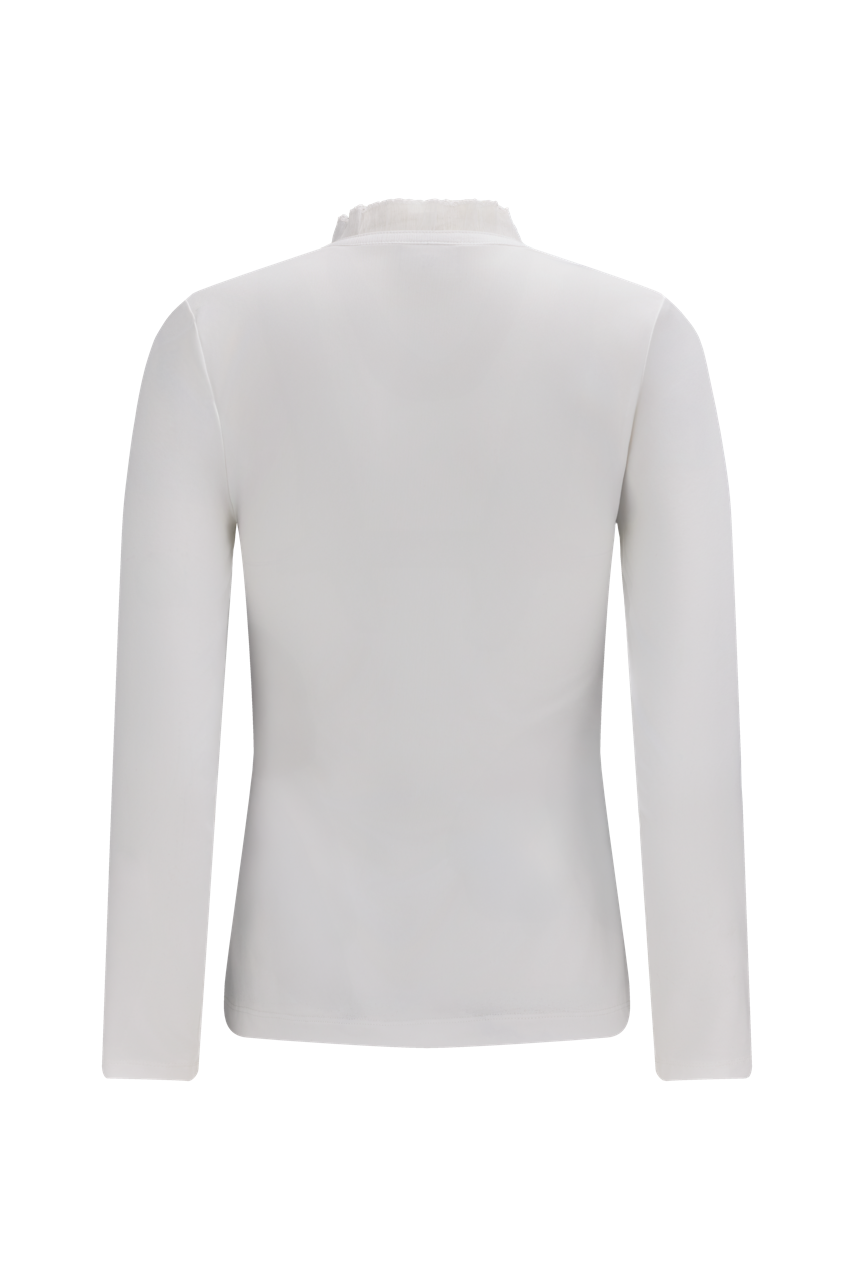 SHEER SHIRRING HIGH NECK T-SHIRT