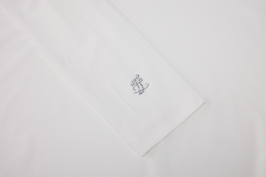 SHEER SHIRRING HIGH NECK T-SHIRT