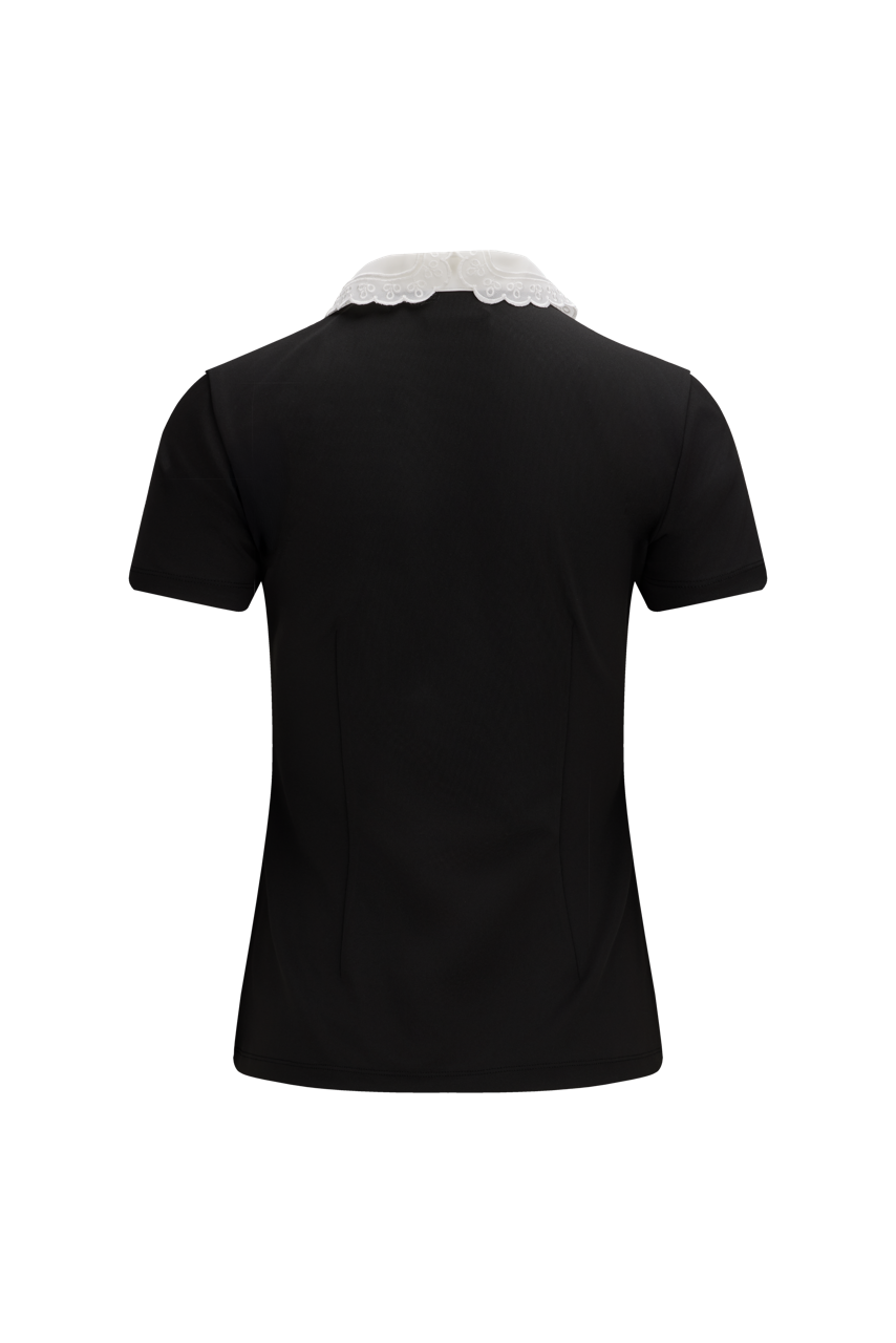 EYELET LACE COLLAR T-SHIRT