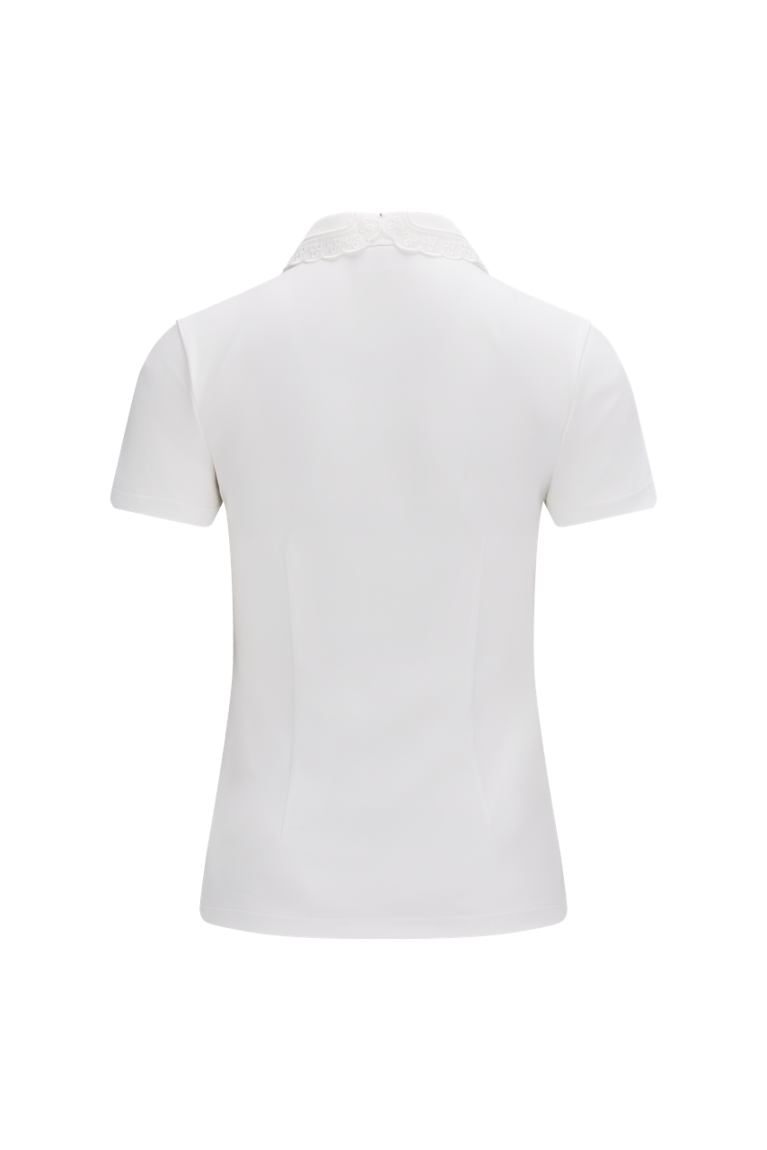 EYELET LACE COLLAR T-SHIRT