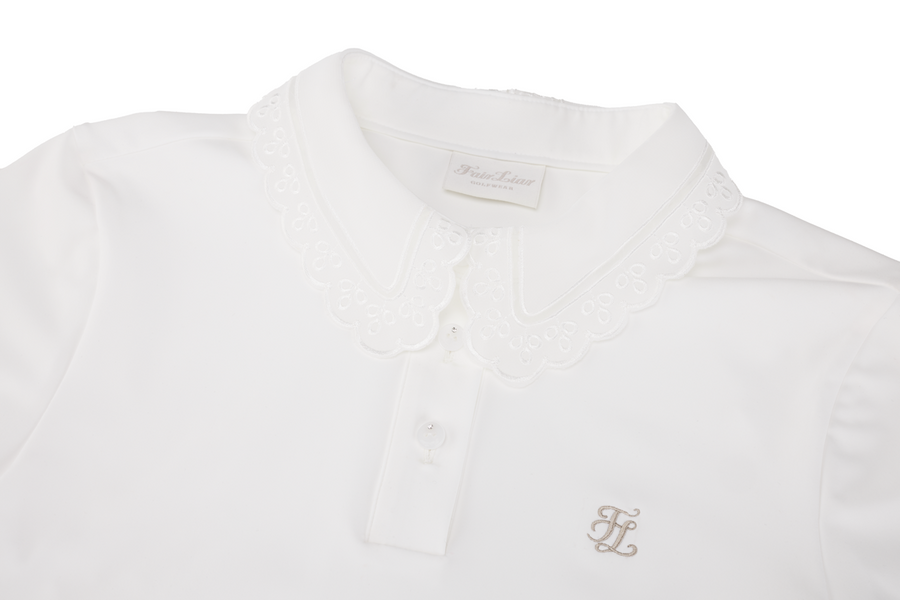 EYELET LACE COLLAR T-SHIRT