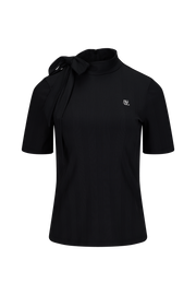 RIBBON HIGH NECK SEVEN-BUTTON T-SHIRT