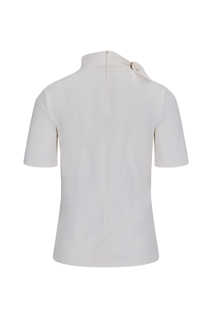 RIBBON HIGH NECK SEVEN-BUTTON T-SHIRT