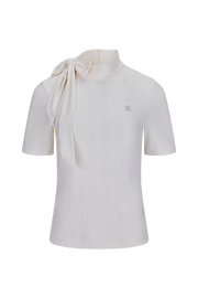 RIBBON HIGH NECK SEVEN-BUTTON T-SHIRT