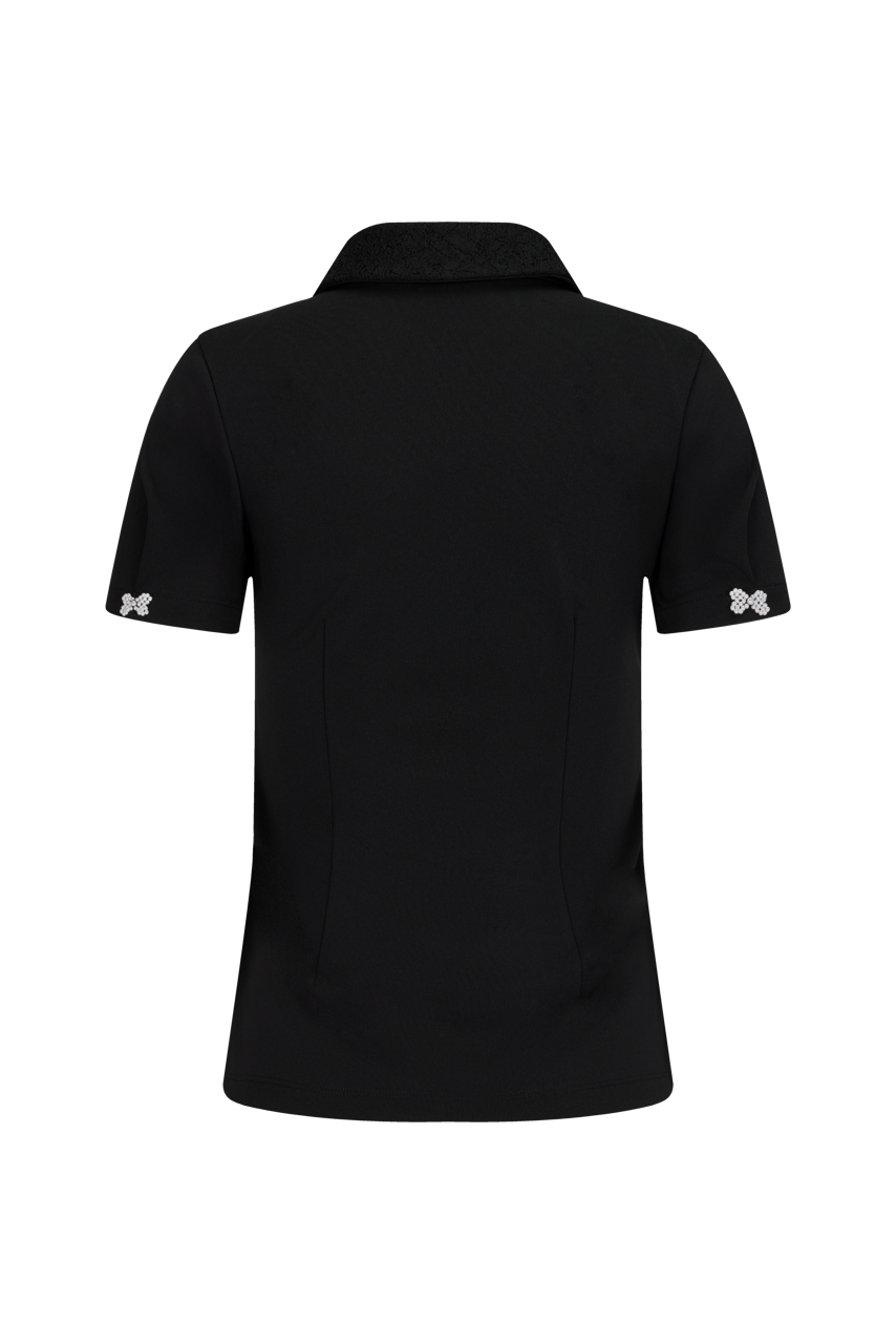 LACE COLLAR PUFF SLEEVE T-SHIRT