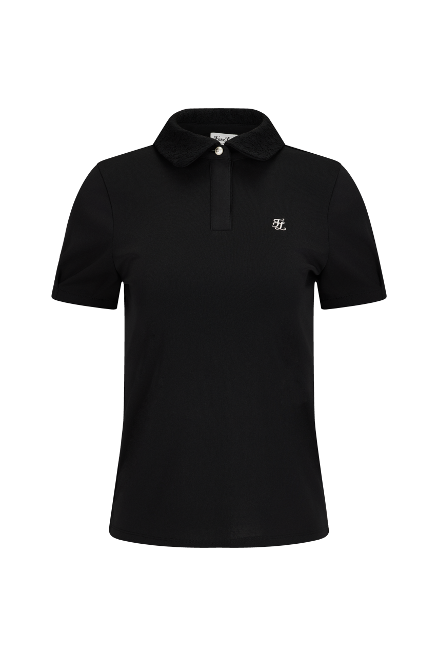 LACE COLLAR PUFF SLEEVE T-SHIRT