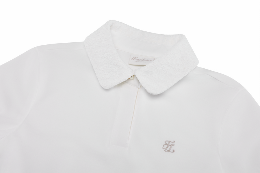 LACE COLLAR PUFF SLEEVE T-SHIRT