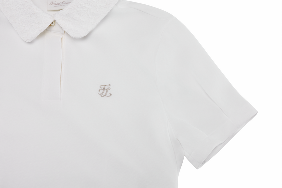 LACE COLLAR PUFF SLEEVE T-SHIRT