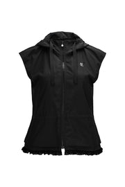 DRAWSTRING RUFFLE ZIP-UP VEST
