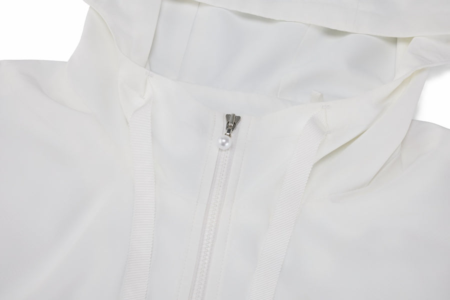 DRAWSTRING RUFFLE ZIP-UP VEST