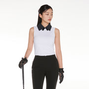 BIG COLLAR RIBBON SLEEVELESS T-SHIRT
