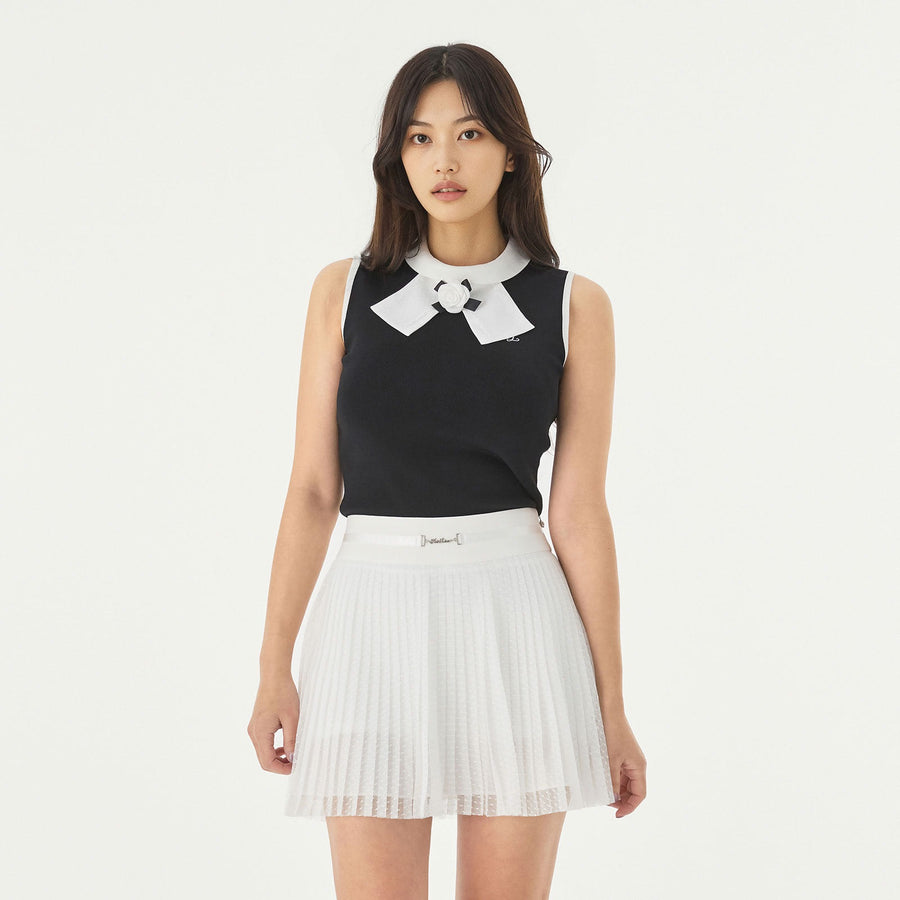 DETACHABLE CORSAGE SLEEVELESS KNIT